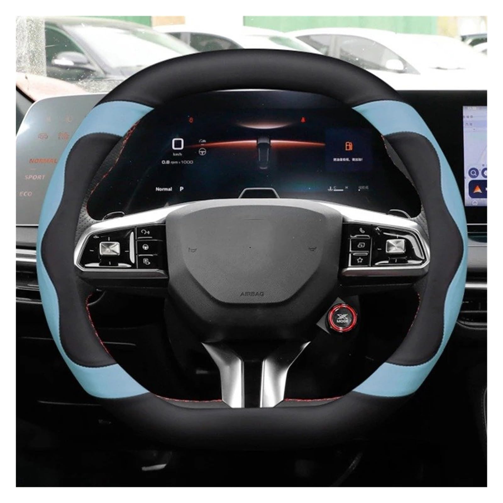 Auto Lenkradbezug Auto Lenkrad Abdeckung Wrap Halter Für MG 5 7 Für Scorpio Für Mulan 4 Für EV 2023 2024 Doppel D Typ Lenkrad Lenkradabdeckungen(Black Blue) von BIISVM