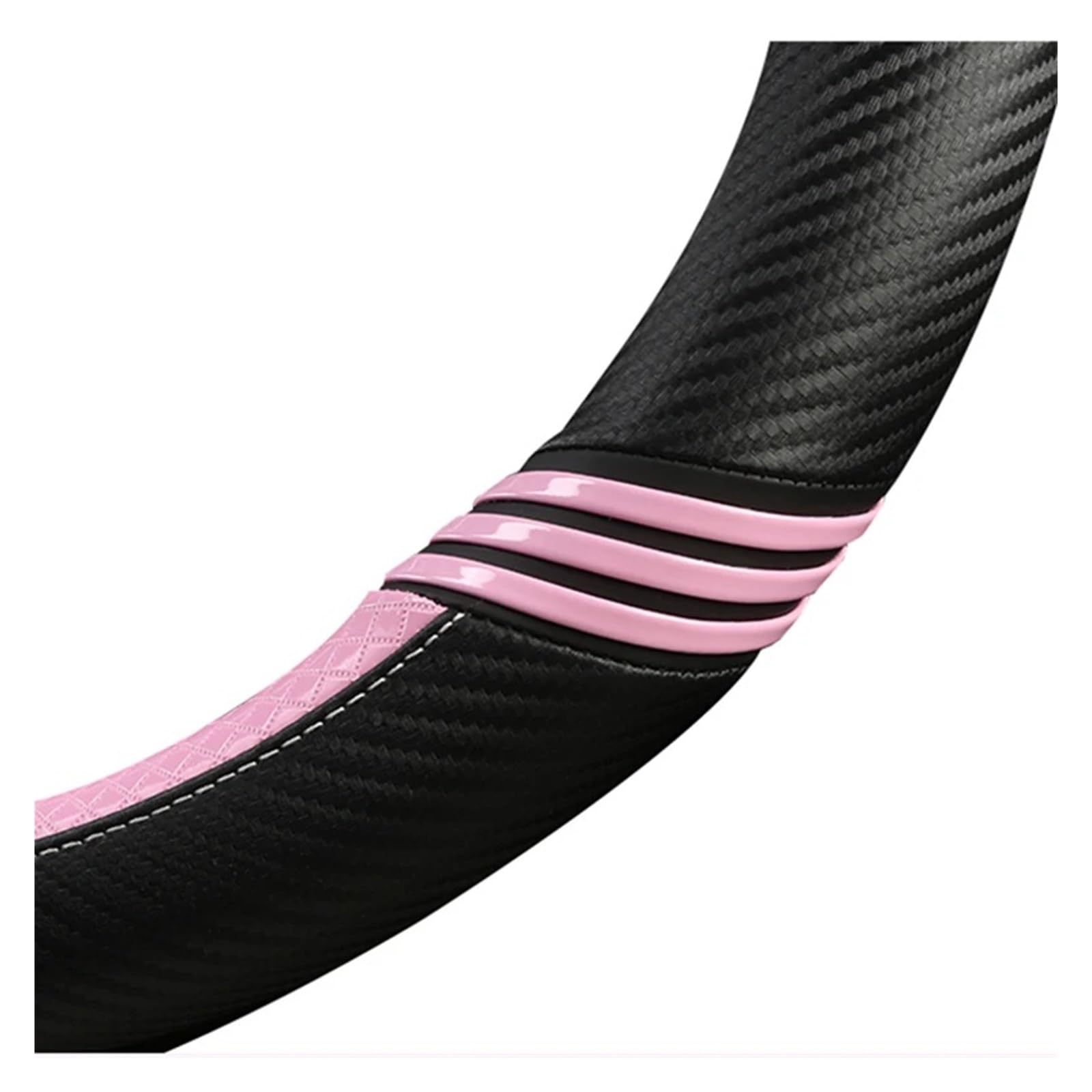 Auto Lenkradbezug Carbon Faser Leder Auto Lenkrad Abdeckung Für FIAT Für Panda 2013 2015 2017 2019 2020 2021 2022 Auto Zubehör Lenkradabdeckungen(PINK D Shape) von BIISVM