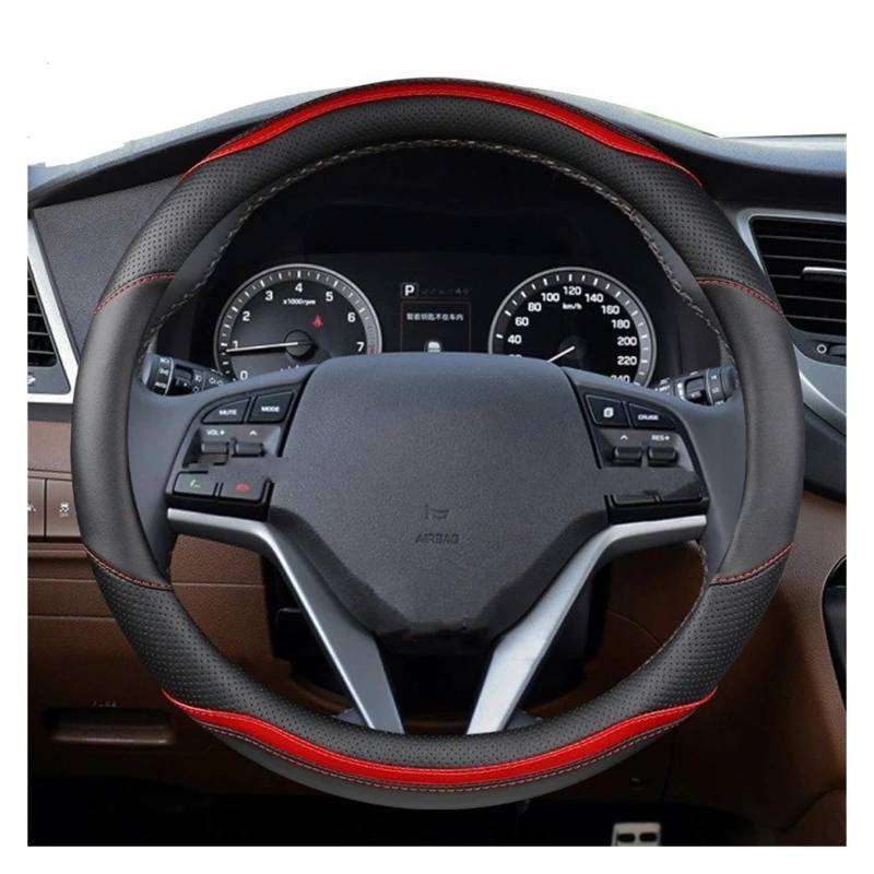 Auto Lenkradbezug Für Hyundai Für Tucson 2004-2022 Für NX4 Für IX35 2016 2017 2019 2021 2022 Auto Lenkrad Abdeckung PU Leder Carbon Faser Auto Zubehör Lenkradabdeckungen(O Shape- Red) von BIISVM