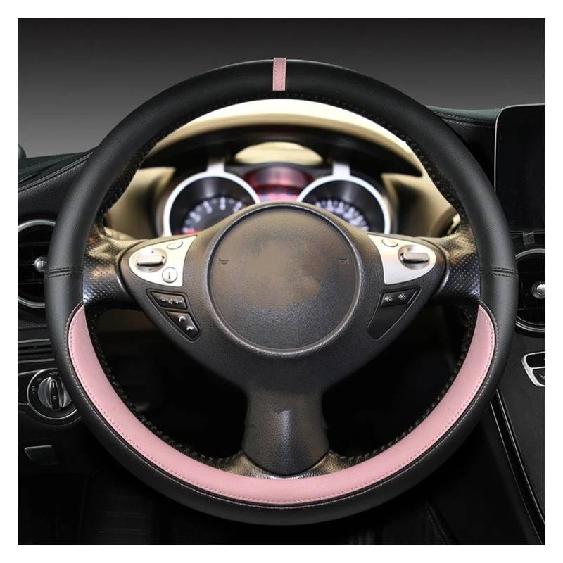 Auto Lenkradbezug Für Nissan Für Juke Für F15 Für F16 2010 2011 2012 2013 2014 2015 2016 2017-2023 PU Leder Auto Lenkrad Abdeckung Auto Zubehör Lenkradabdeckungen(O Shape Pink) von BIISVM