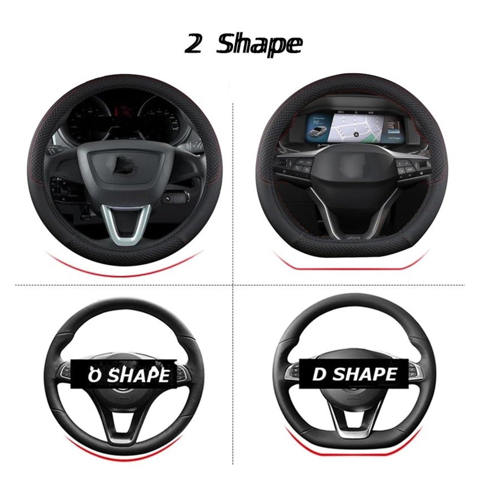 Auto Lenkradbezug Für Sitz Für Ibiza Für 6L Für 6J Für 6P Für 6F Für KJ1 Auto Lenkrad Abdeckung PU Leder Nicht-Slip Auto Zubehör Lenkradabdeckungen(D Shape White) von BIISVM