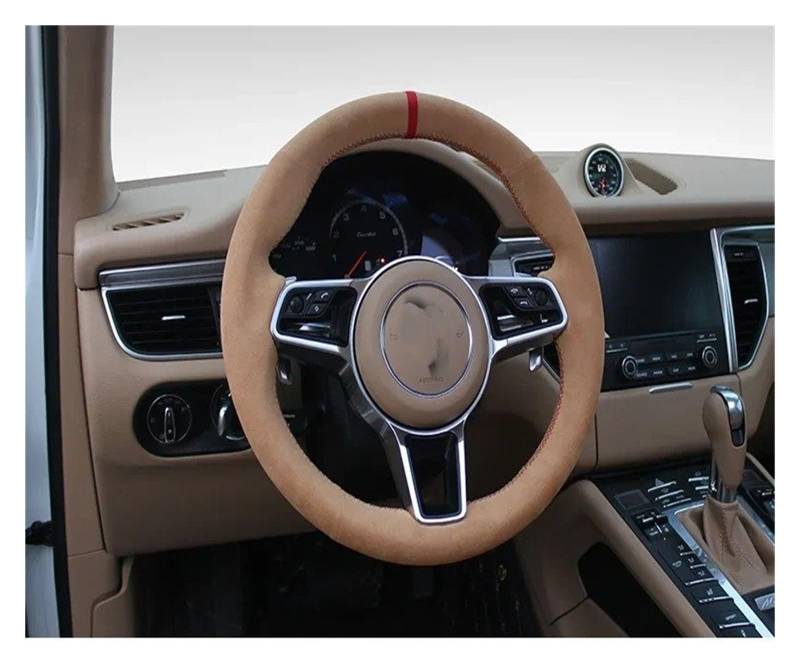 Auto Lenkradbezug Lenkradbezug Für Macan Für Cayenne 718 2015 2016, Autodekoration, Zubehör, Warme Abdeckung Lenkradabdeckungen(Beige) von BIISVM