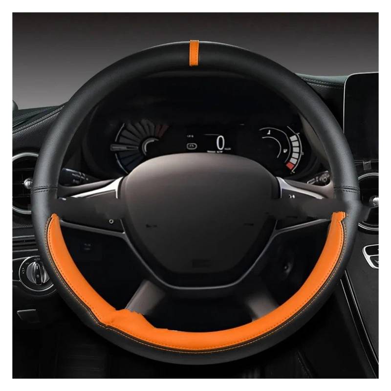 Auto Lenkradbezug PU Leder Auto Lenkrad Abdeckung Für Dacia Für Frühling Für Dacia Für Sandero Für Stepway Für Crossover Auto Zubehör Lenkradabdeckungen(Orange) von BIISVM