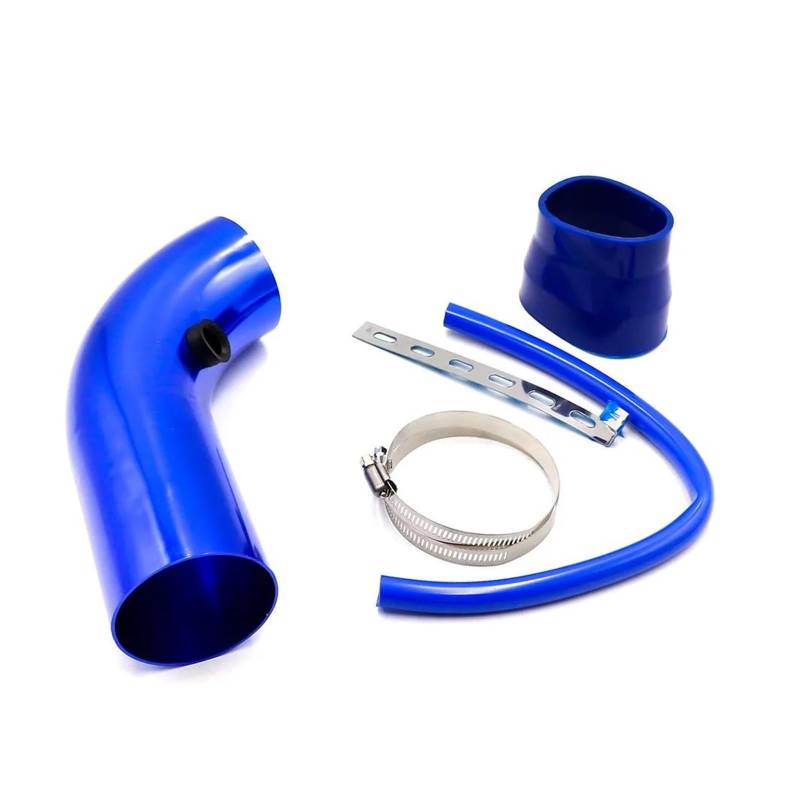 Auto Luftansaugschlauch Universal 3'' Zoll 76mm Aluminium Auto Luftansaugrohr Kit Rohre Cold Air Intake System Kanal Rohr Kit Luftfilter Ansaugrohr(Blau) von BIISVM