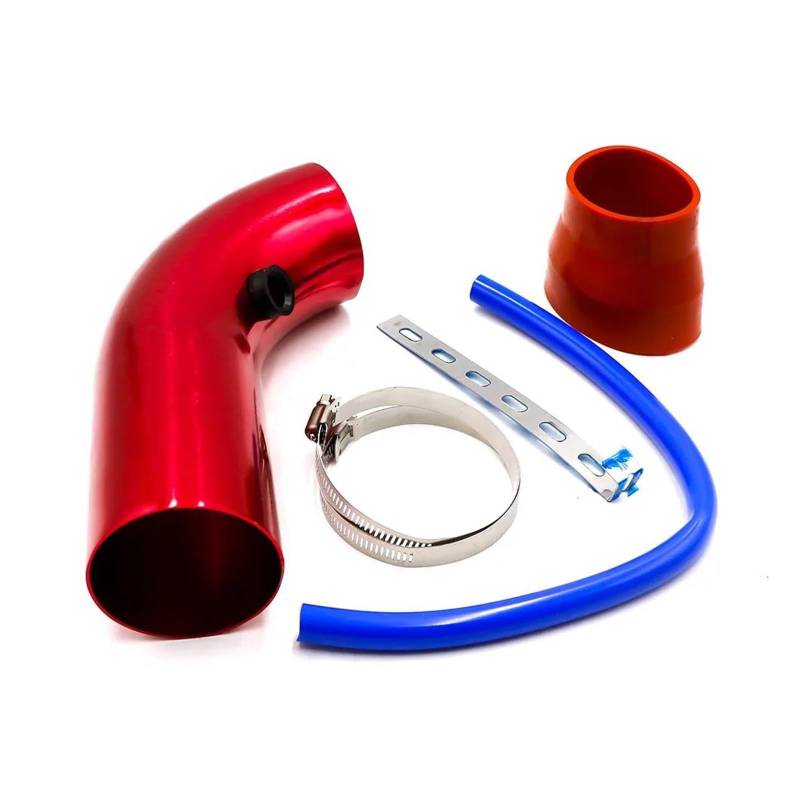 Auto Luftansaugschlauch Universal 3'' Zoll 76mm Aluminium Auto Luftansaugrohr Kit Rohre Cold Air Intake System Kanal Rohr Kit Luftfilter Ansaugrohr(Rot) von BIISVM