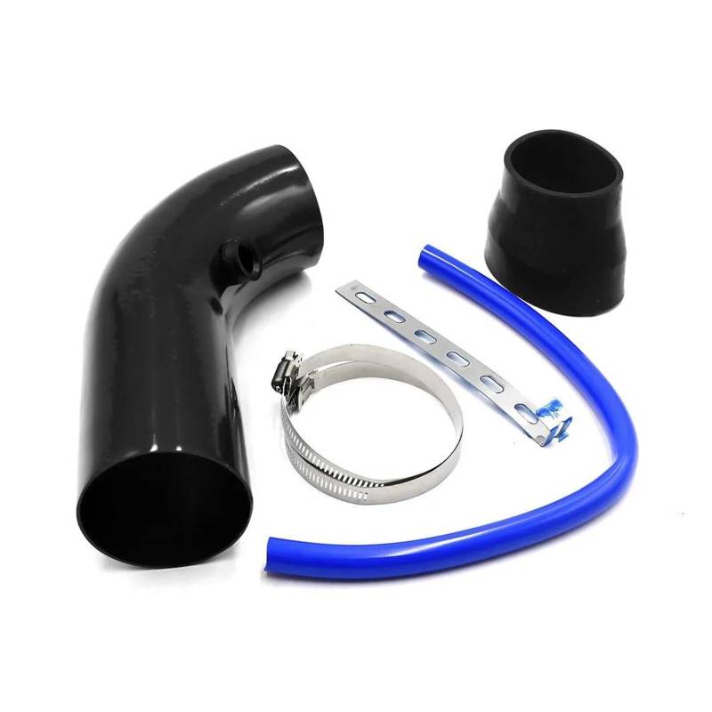 Auto Luftansaugschlauch Universal 3'' Zoll 76mm Aluminium Auto Luftansaugrohr Kit Rohre Cold Air Intake System Kanal Rohr Kit Luftfilter Ansaugrohr(Schwarz) von BIISVM