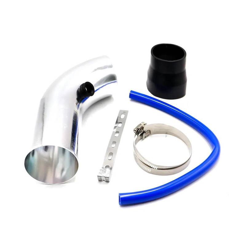 Auto Luftansaugschlauch Universal 3'' Zoll 76mm Aluminium Auto Luftansaugrohr Kit Rohre Cold Air Intake System Kanal Rohr Kit Luftfilter Ansaugrohr(Silber) von BIISVM