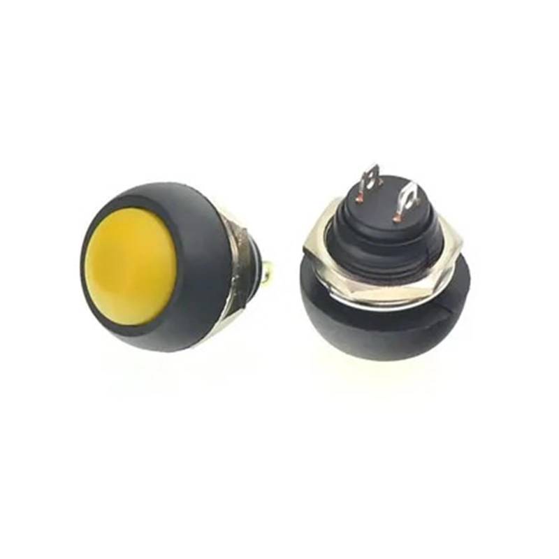 Autofenster-Taste 1 Stücke 2Pin Mini Schalter 12mm 1A Wasserdichter Schalter Für Pbs33b 12v Momentary Push Button Switch Reset Nicht-verriegelnd Für Pbs-33b Auto Fensterheber Schalter(Yellow 1PCS) von BIISVM