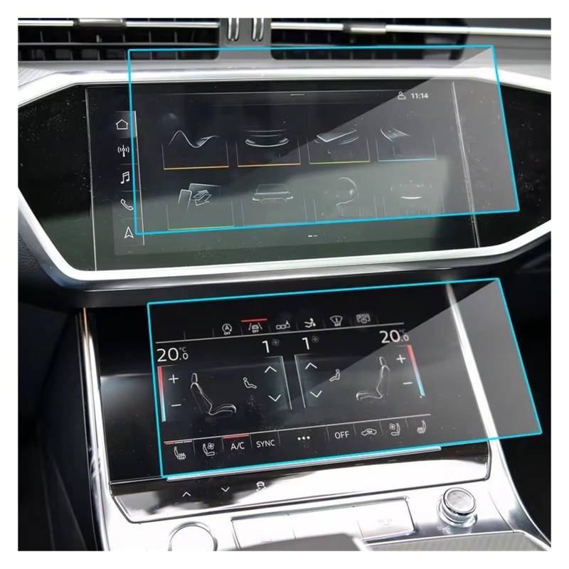 Displayschutzfolie Für A6 Für A7 2019 2020 Auto-GPS-Navigations-Displayschutzfolie Auto-Innenraum-Displayschutz Zubehör 2-teiliges Gehärtetes Glas Navigation Schutzfolie von BIISVM