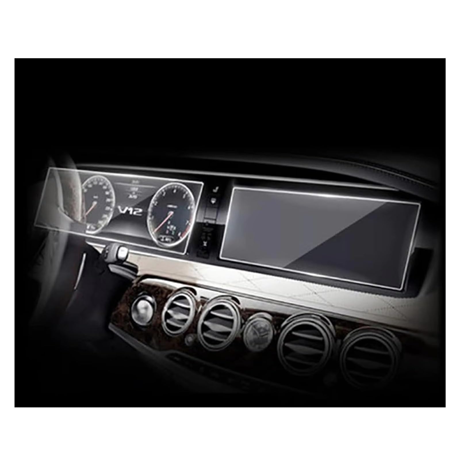 Displayschutzfolie Für Benz W221 W222 S350L-S500 2014-2017 GPS-Navigationssystem, Gehärtetes Glas Und Displayschutzfolie Für Das Armaturenbrett (2 Stück) Navigation Schutzfolie von BIISVM