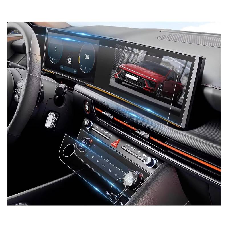 Displayschutzfolie Für Hyundai Für Sonata 2024 Auto Navigation Display Instrument Dashboard Klimaanlage Protector TPU Screen Protector Navigation Schutzfolie von BIISVM