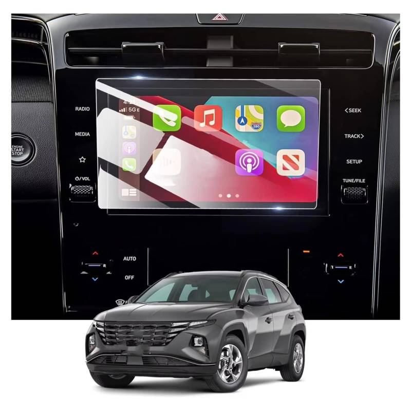 Displayschutzfolie Für Hyundai Für Tucson NX4/Für Santa Für Cruz 2022 2023 8 Zoll LCD GPS Navigation Touchscreen Schutzfolie 2er Pack PET Schutzfolie Navigation Schutzfolie von BIISVM