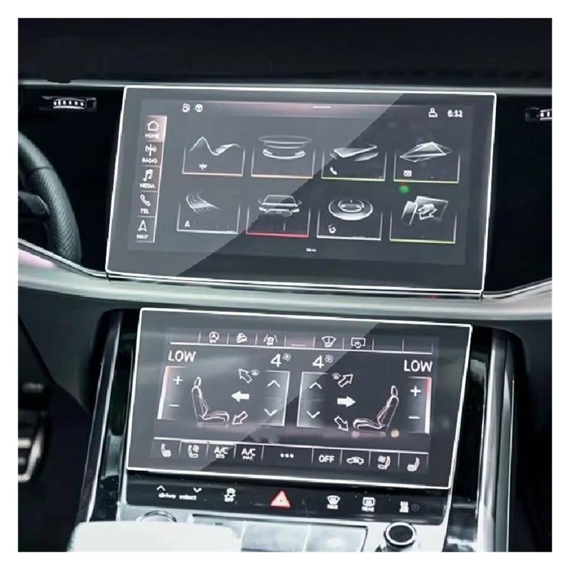 Displayschutzfolie Für Q7 Für Q8 2020-2021 Auto-GPS-Navigationsfolie LCD-Bildschirm Gehärtetes Glas Schutzfolie Anti-Kratzfolie Zubehör Navigation Schutzfolie von BIISVM