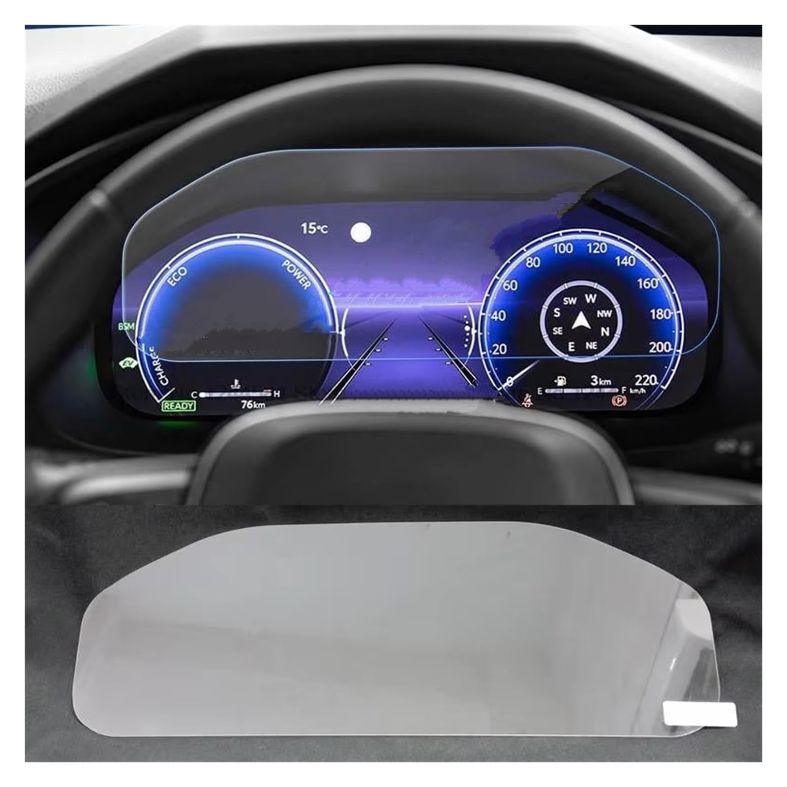 Displayschutzfolie Für Toyota Für RAV4 2023 2024 12,3 Zoll Instrument Dashboard Anti Scratch Film Armaturenbrett Glas Gehärtetem Glas Displayschutzfolie Navigation Schutzfolie von BIISVM