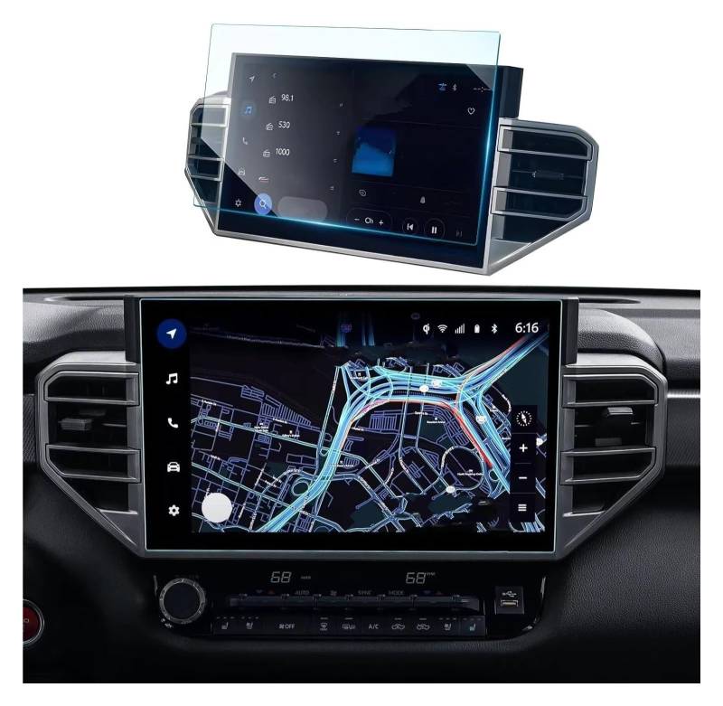 Displayschutzfolie Für Toyota Für Tundra Für Sequoia 2022-2024 14 Zoll Carplay Multimedia GPS Navigation Touchscreen Gehärtetes Glas Displayschutz Navigation Schutzfolie von BIISVM