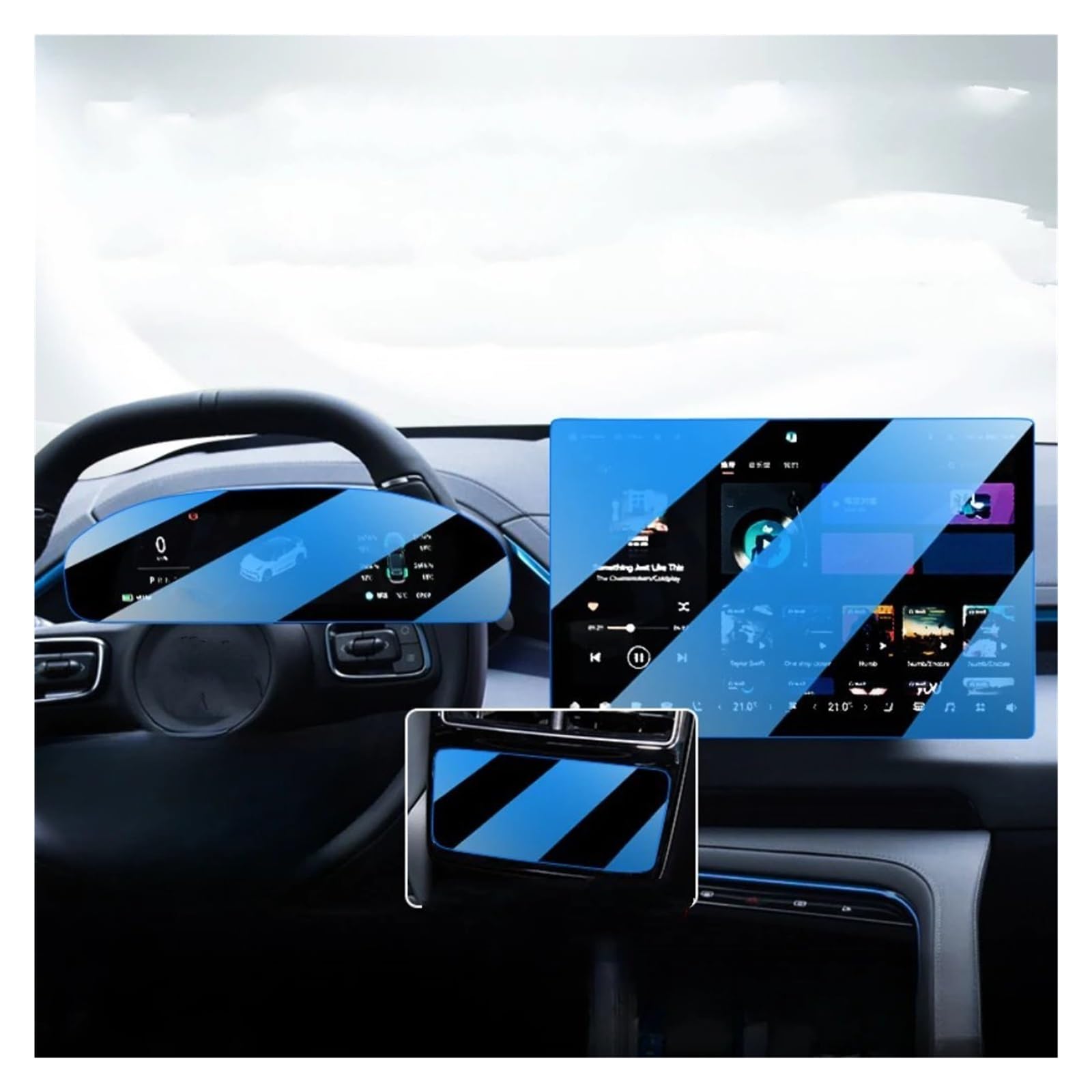 Displayschutzfolie Für ZEEKR 001 2024 Gehärtetem Glas Auto Innen Navigation Unterhaltung Media Touch Center Display Schutz Film Navigation Schutzfolie von BIISVM