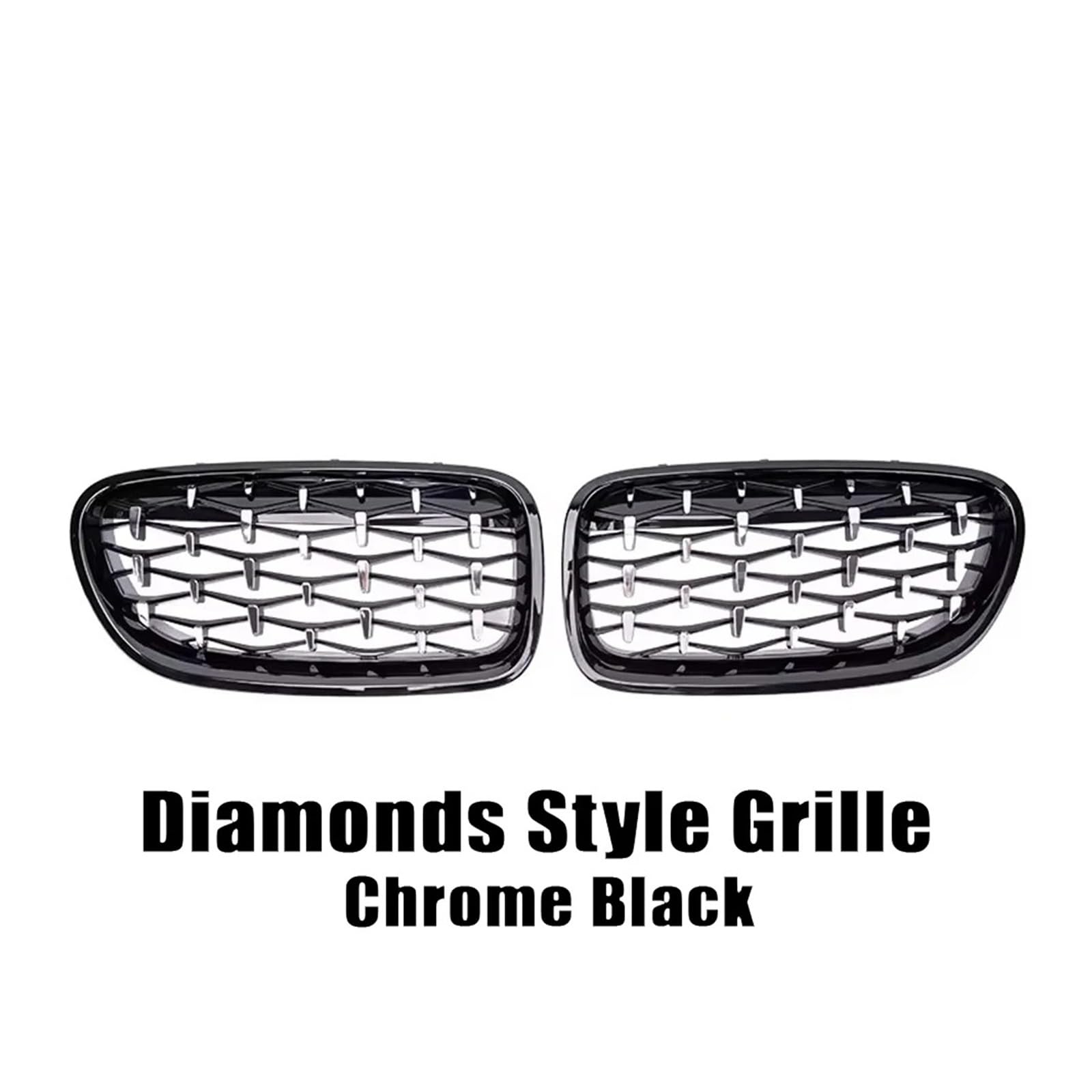 Kühlergrill Grill All Black Double Line Style Frontstoßstangengrill Für 5er Für F10 Für F11 Für F18 2010 2011–2017 Für 528i Für 535i Diamond Style Racing Grill Grill Kühlergrill Vorne(Diamond-Chrome B von BIISVM