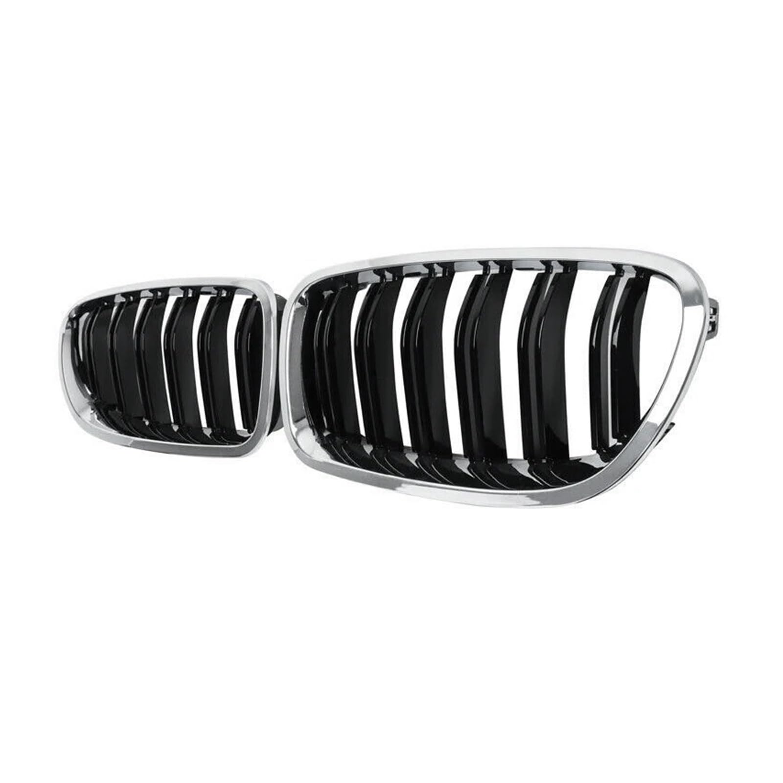 Kühlergrill Grill Auto Chrom + Glänzend Schwarz Dual Lamellen Front Niere Grill Für F10 Für F11 Für M5 Für 535I Für 550I Für 528I 4-Tür 2010 2011 2012 2013 2014-2017 Grill Kühlergrill Vorne von BIISVM