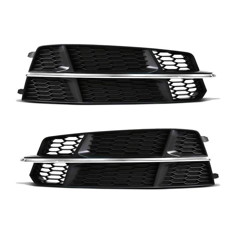 Kühlergrill Grill Auto Front Stoßstange Licht Abdeckung Für A6 Für C7 Für A6L Für S-Linie 2015 2016 2017 2018 Nebel Lampe Honeycomb Hex Grill 4G0807681AN Grill Kühlergrill Vorne(Sliver Pair) von BIISVM