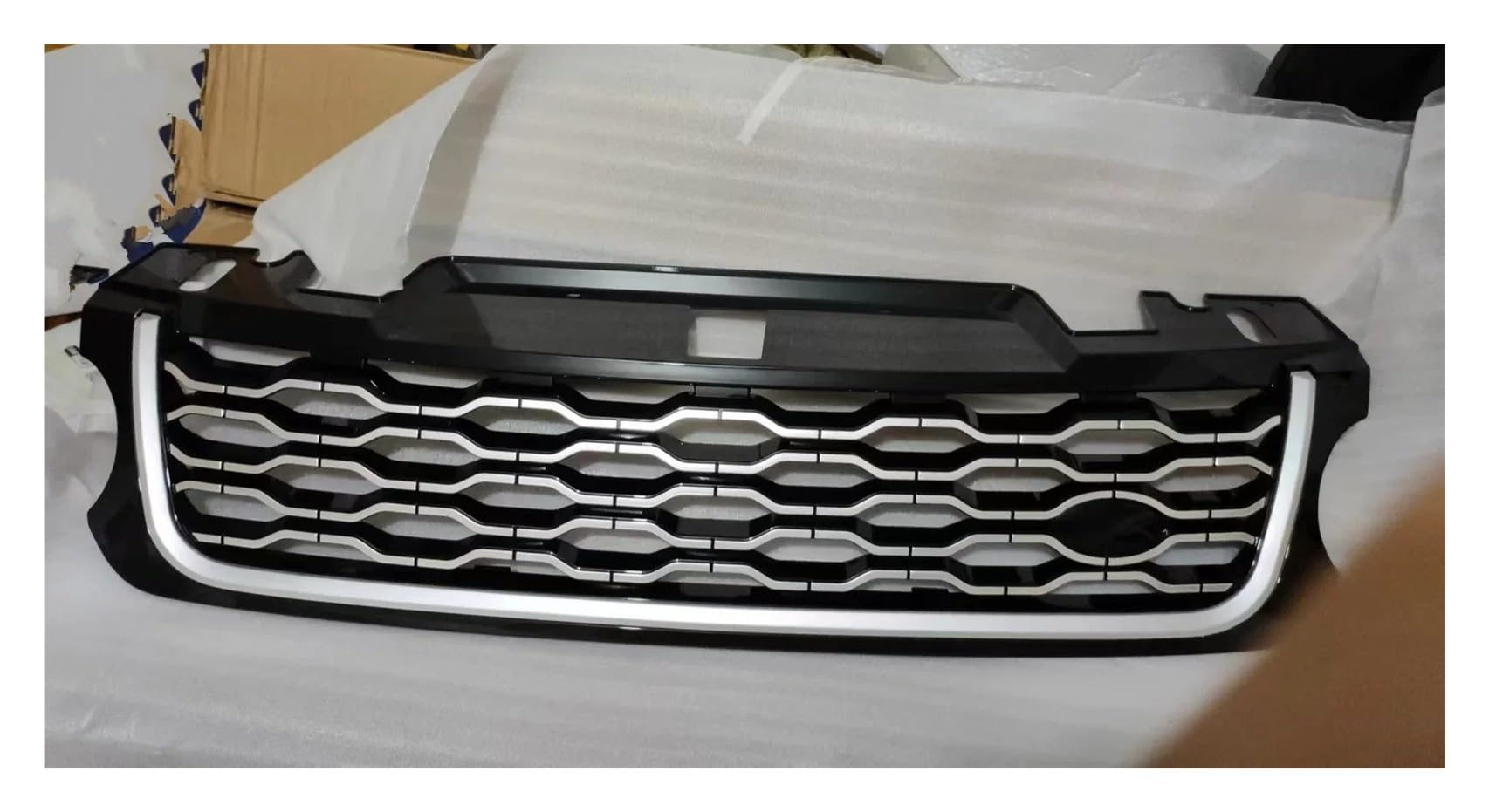 Kühlergrill Grill Auto Front Upper Grill LR062238 Für Land Für Rover Für Range Sport SVR 2015 2016 2017 Für L494 Glanz Schwarz Racing Grille Grill Kühlergrill Vorne(Black Silver) von BIISVM