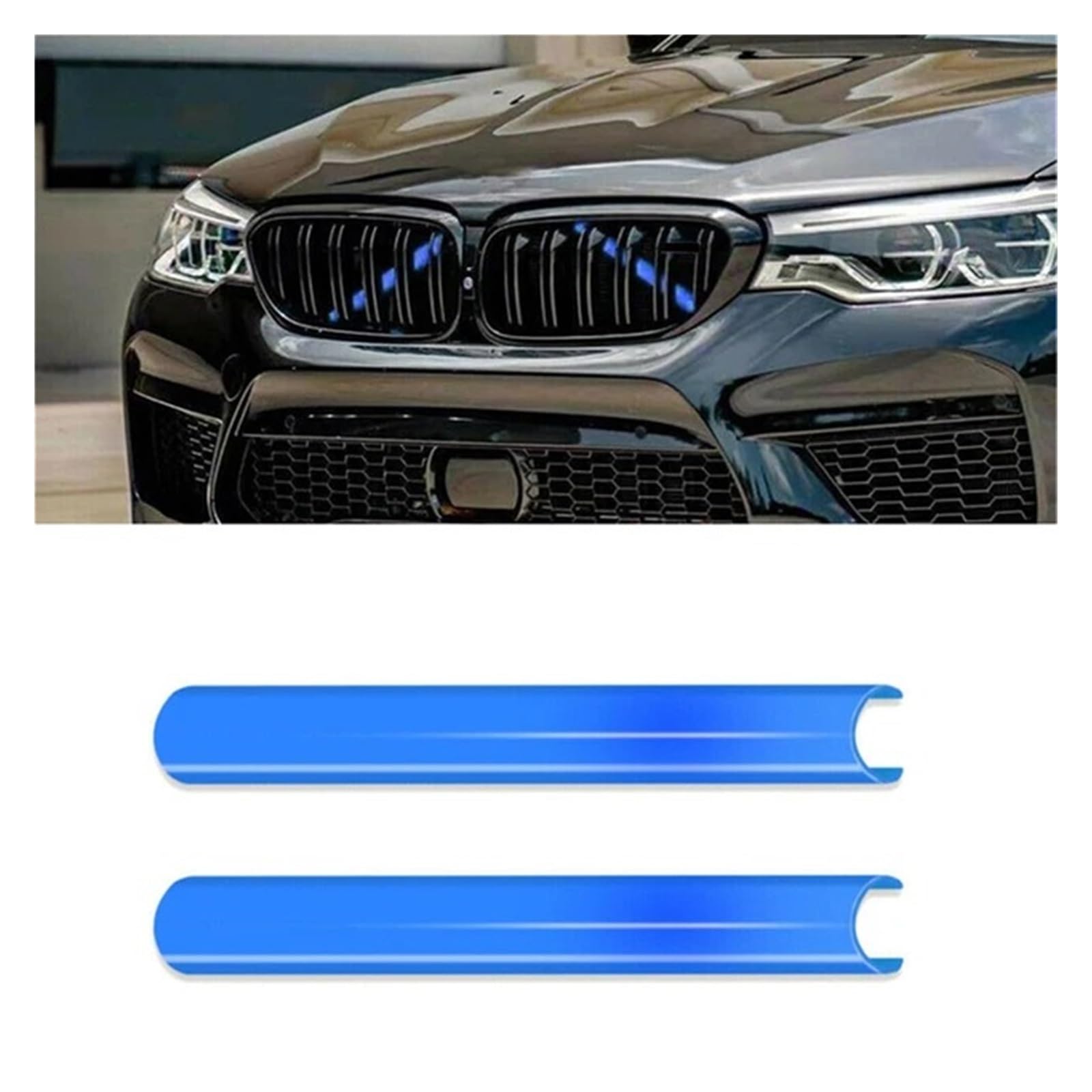 Kühlergrill Grill Auto Grill Bar Front Grille Trim Streifen Abdeckung Rahmen Aufkleber Für F30 Für F10 Für F20 Für F11 Für F31 Für F07 Für F32 Für F33 Für F34 Für F36 Grill Kühlergrill Vorne(C-Blue) von BIISVM