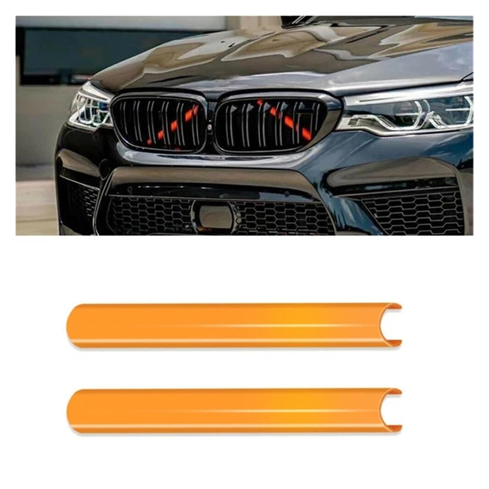 Kühlergrill Grill Auto Grill Bar Front Grille Trim Streifen Abdeckung Rahmen Aufkleber Für F30 Für F10 Für F20 Für F11 Für F31 Für F07 Für F32 Für F33 Für F34 Für F36 Grill Kühlergrill Vorne(C-Orange) von BIISVM