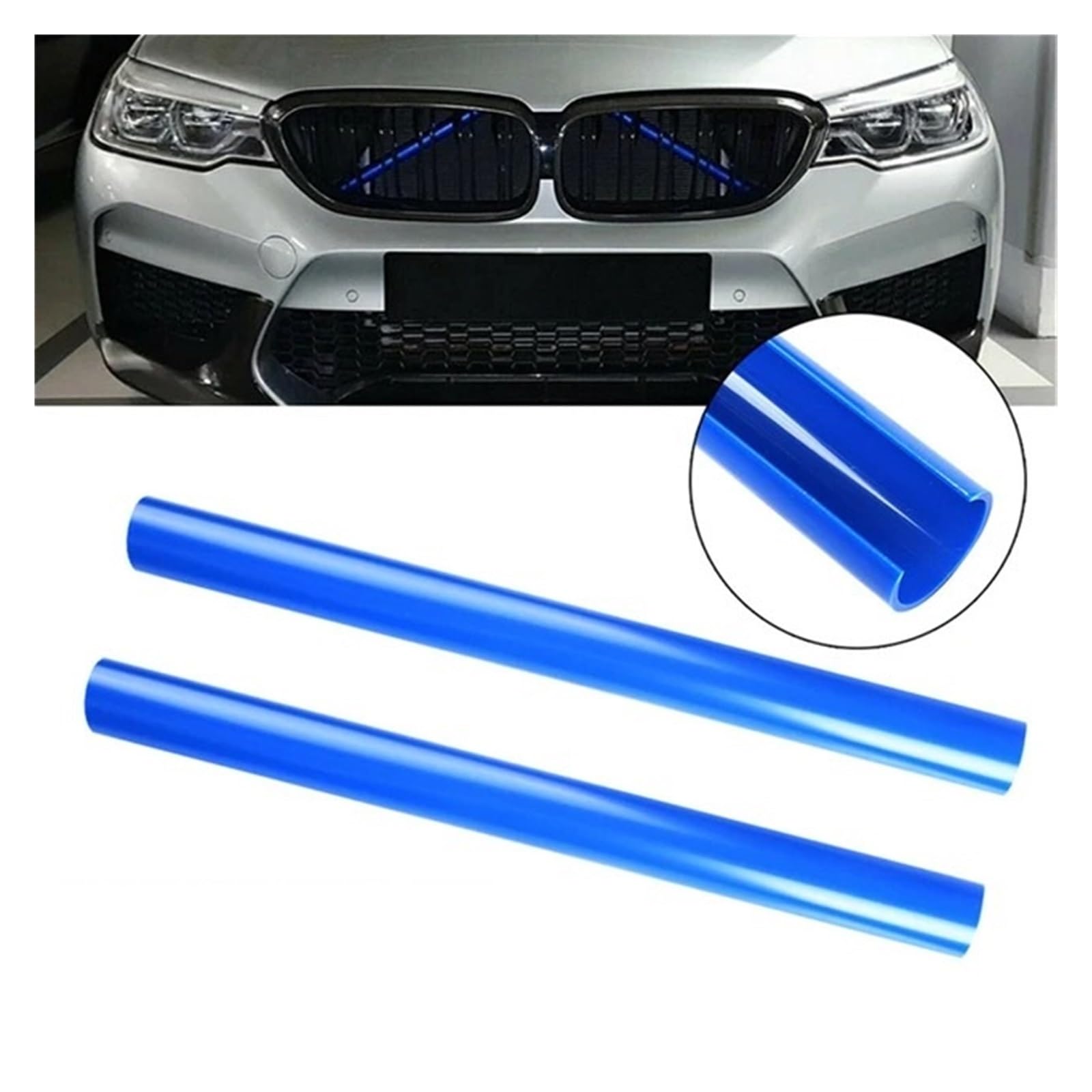 Kühlergrill Grill Auto Grill Bar Front Grille Trim Streifen Abdeckung Rahmen Aufkleber Für F30 Für F10 Für F20 Für F11 Für F31 Für F07 Für F32 Für F33 Für F34 Für F36 Grill Kühlergrill Vorne(A-Blue) von BIISVM