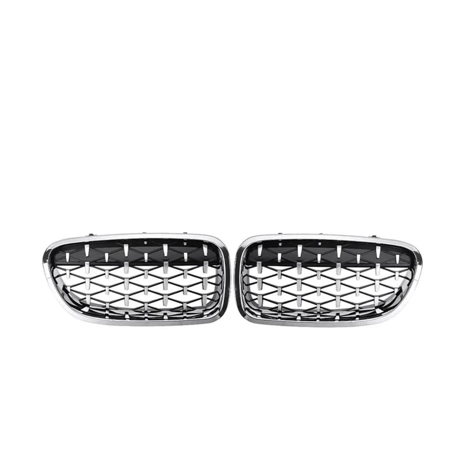 Kühlergrill Grill Diamond Style Auto-Frontgrill Für 5er Für F10 Grill Für F11 Für F18 2010 2011 2012 2013-2017 Glänzend Schwarzer Renngrill Auto-Styling-Zubehör Grill Kühlergrill Vorne(Full Sliver) von BIISVM