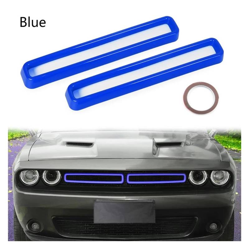 Kühlergrill Grill Frontgrill Einsätze Abdeckung Trim Für Dodge Für Challenger 2015 2016 2017 2018 2019 2020 2021 2022 Schwarz Rot Blau Gelb Grill Kühlergrill Vorne(Blau) von BIISVM