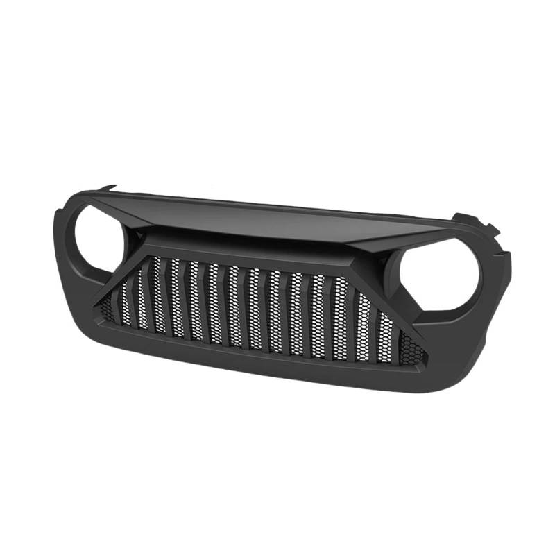 Kühlergrill Grill Frontgrill Für Jeep Für Wrangler Für JL 2018 2019 2020 2021 2022 2023 2024 Für Gladiator Für JT Zubehör Matte Schwarz Grille Bumper Mesh Grill Kühlergrill Vorne von BIISVM