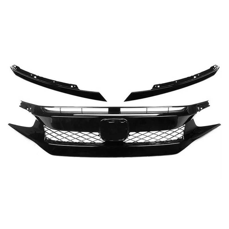 Kühlergrill Grill Fronthaubengrill Racing Stoßstangengrill Außenzubehör Für Civic 10. 2016 2017 2018 2019 2020 2021 Schwarzer Ansauggrill Grill Kühlergrill Vorne(2016-2018 Black-A) von BIISVM