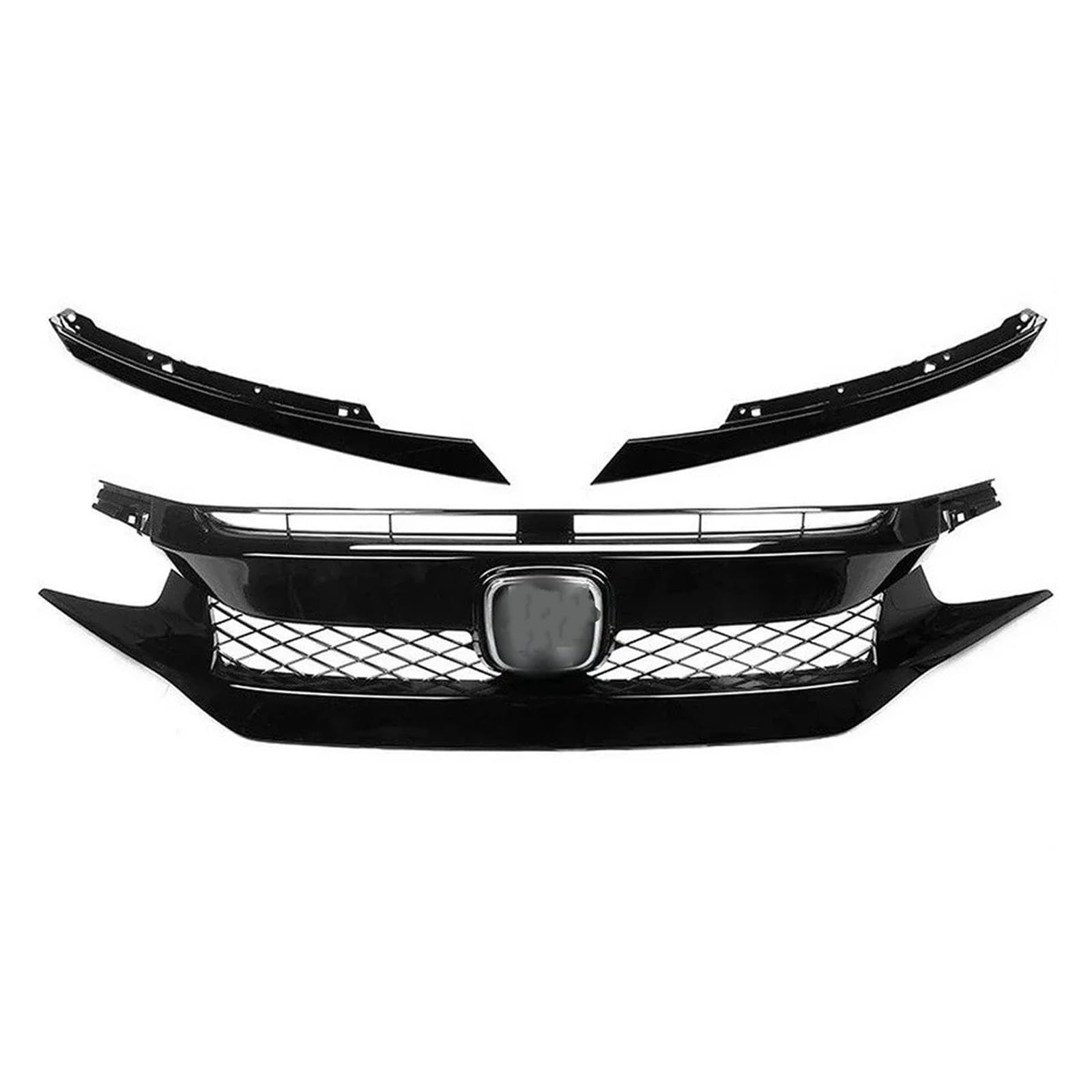 Kühlergrill Grill Fronthaubengrill Racing Stoßstangengrill Außenzubehör Für Civic 10. 2016 2017 2018 2019 2020 2021 Schwarzer Ansauggrill Grill Kühlergrill Vorne(2019-2020 Black-A) von BIISVM