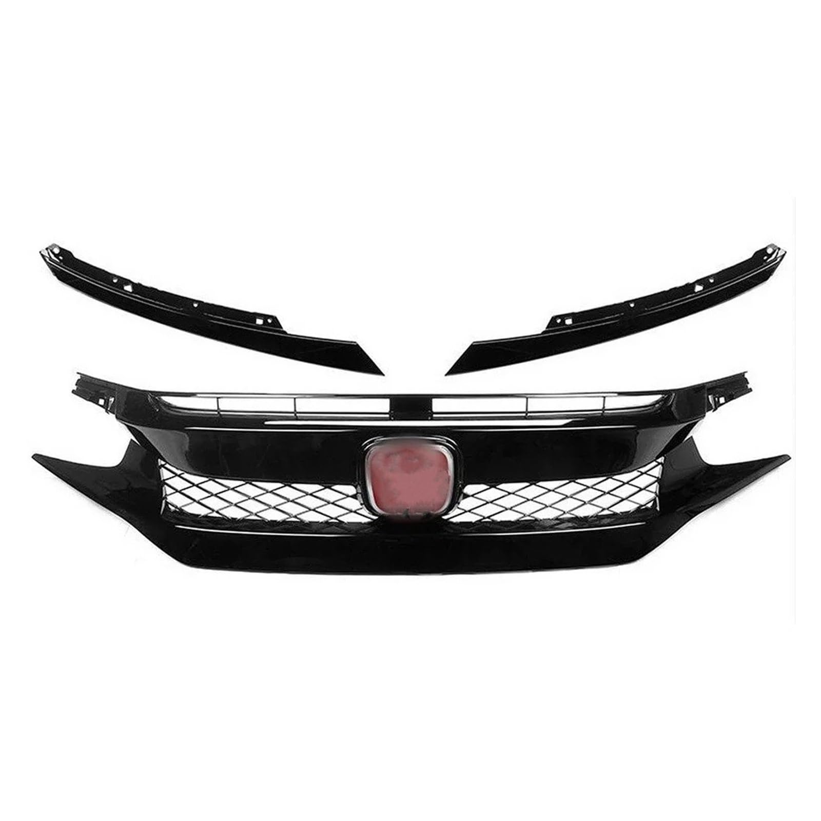 Kühlergrill Grill Fronthaubengrill Racing Stoßstangengrill Außenzubehör Für Civic 10. 2016 2017 2018 2019 2020 2021 Schwarzer Ansauggrill Grill Kühlergrill Vorne(2019-2020 Red-A) von BIISVM