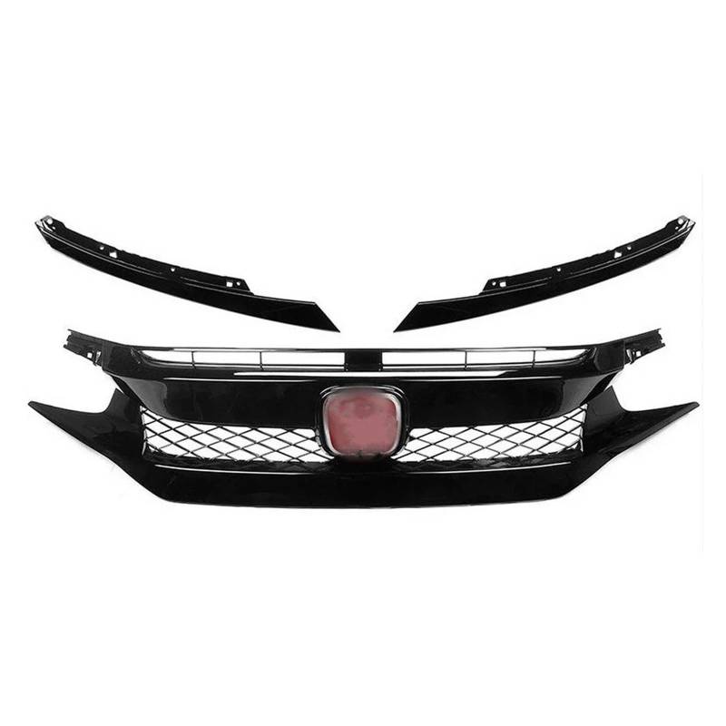 Kühlergrill Grill Fronthaubengrill Racing Stoßstangengrill Außenzubehör Für Civic 10. 2016 2017 2018 2019 2020 2021 Schwarzer Ansauggrill Grill Kühlergrill Vorne(2019-2020 Red-A) von BIISVM