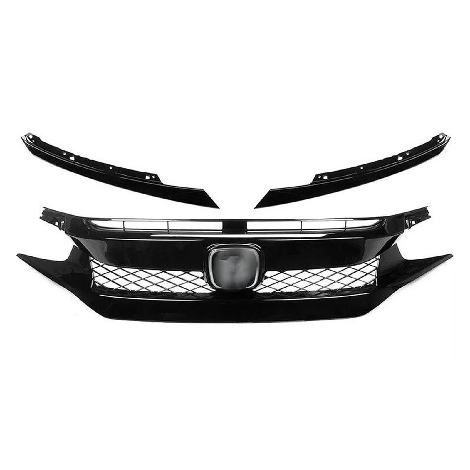 Kühlergrill Grill Fronthaubengrill Racing Stoßstangengrill Außenzubehör Für Civic 10. 2016 2017 2018 2019 2020 2021 Schwarzer Ansauggrill Grill Kühlergrill Vorne(2021 Black-A) von BIISVM