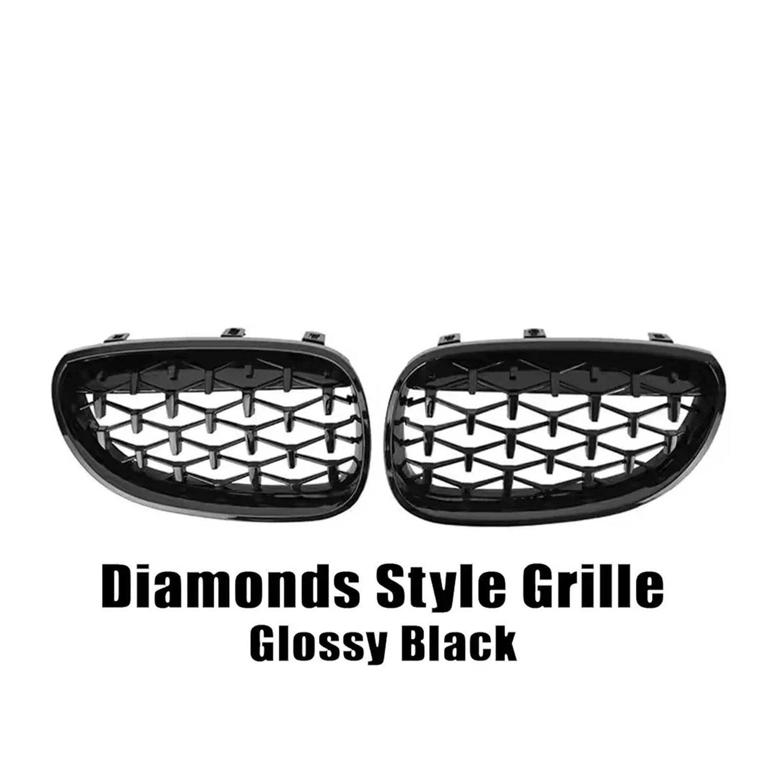 Kühlergrill Grill Frontstoßstange Chrom-Diamanten-Stil Für 5er Für E60 Für E61 Für M5 Für 325i 2004 2005 2006 2007 2008 2009 Lamellengitter Im Single-Line-Stil Grill Kühlergrill Vorne(Diamond-Glossy B von BIISVM