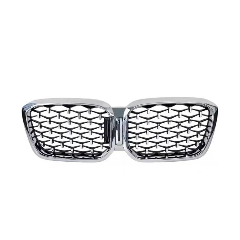 Kühlergrill Grill Frontstoßstangengitter Für X3 Für G01 Für X4 Für G02 2022-IN Glanz-Einzellinien-Stil Matt-Renngitter Grill Kühlergrill Vorne(Diamond-Silver) von BIISVM