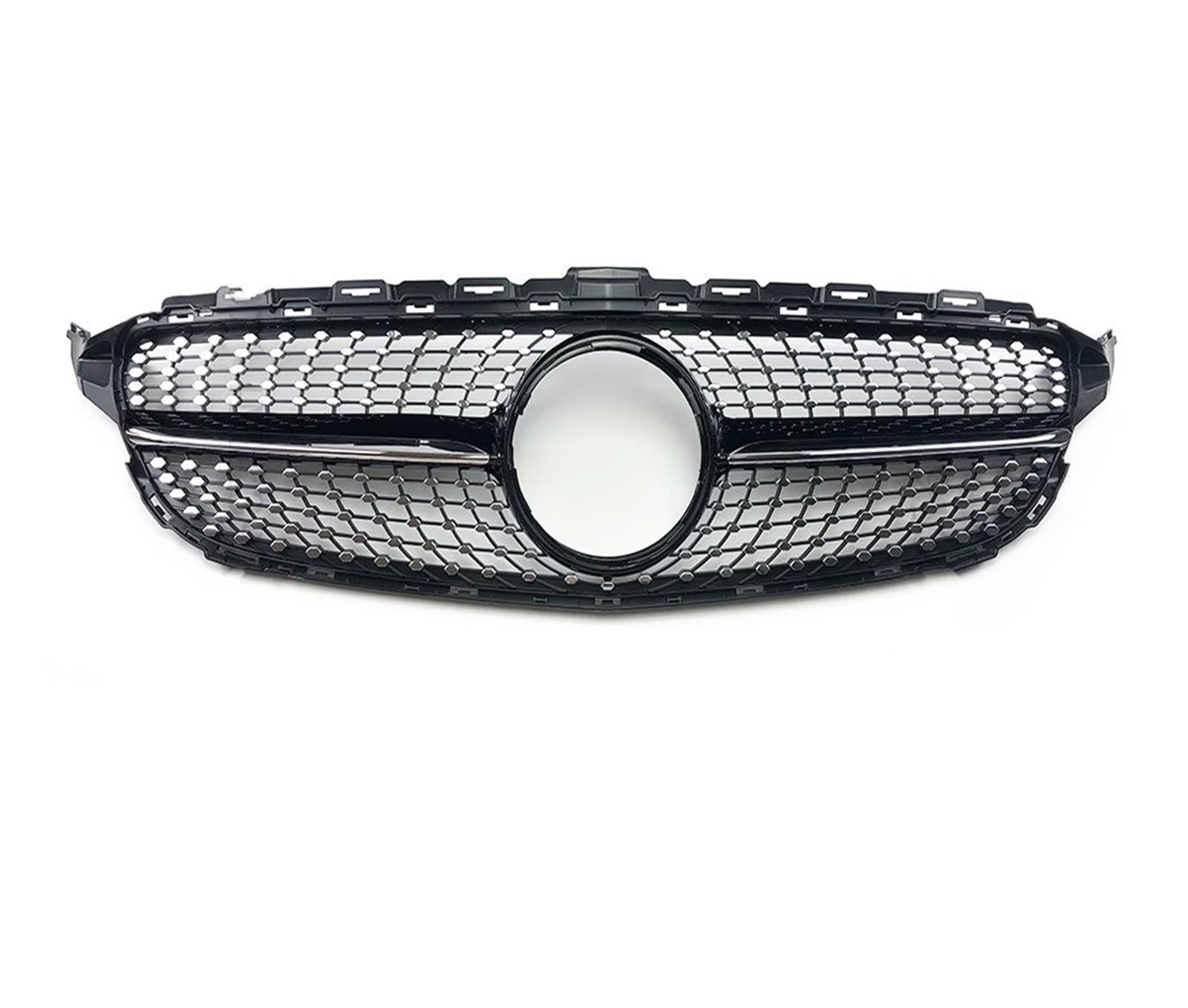 Kühlergrill Grill Frontstoßstangengrill Racing-Grill Diamant-Stil Für Für Benz Für C Für W205 Für C205 Für S205 Für C180 Für C200 Für C250 Für C260 Für C300 Grill Kühlergrill Vorne(14-18 Glossy Black) von BIISVM