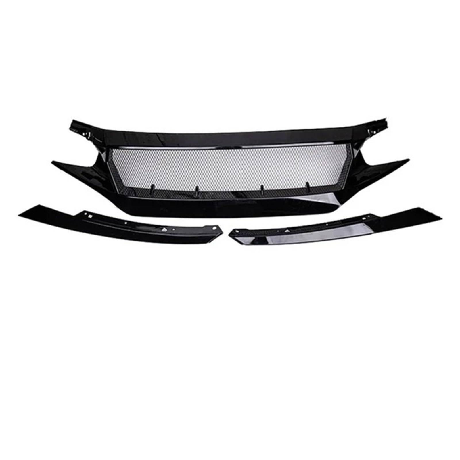 Kühlergrill Grill Für 10. Für Civic Für FK7 Für FK8 Für Type-R Fiberglas Frontschürze Grille Racing Auto Zubehör Lufteinlass Grille Motor Haube Grill Kühlergrill Vorne(Bright Black) von BIISVM