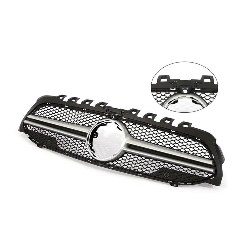 Kühlergrill Grill Für Für Benz Für EINE Klasse Für V177 Für W177 2019 2020 2021 2022 Frontschürze Für A35 Für A45 Schwarz Chorme Grille Für A200 Für A180 Grill Kühlergrill Vorne(AMG Silver W Cam) von BIISVM