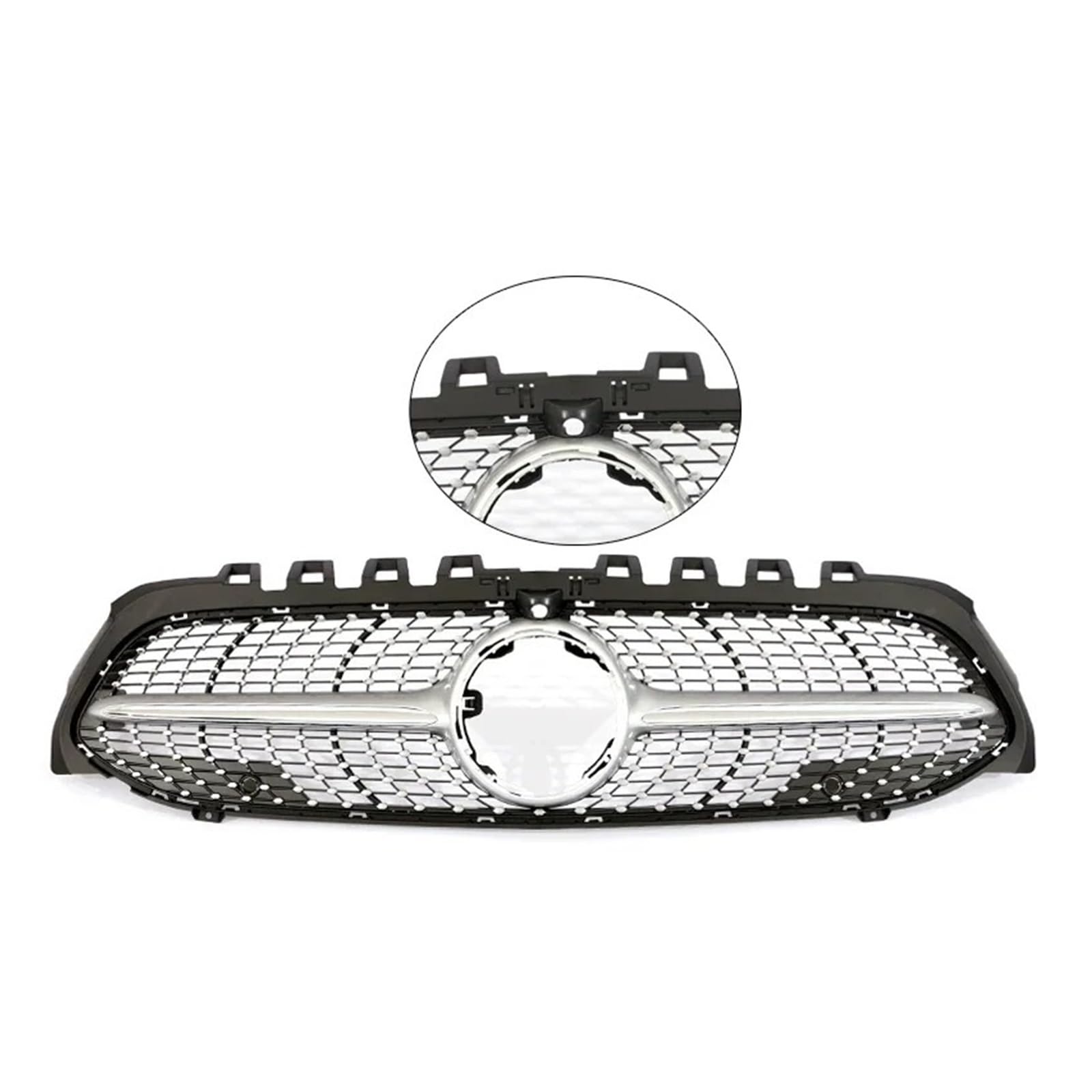 Kühlergrill Grill Für Für Benz Für EINE Klasse Für V177 Für W177 2019 2020 2021 2022 Frontschürze Für A35 Für A45 Schwarz Chorme Grille Für A200 Für A180 Grill Kühlergrill Vorne(Diamond Silver W Cam) von BIISVM