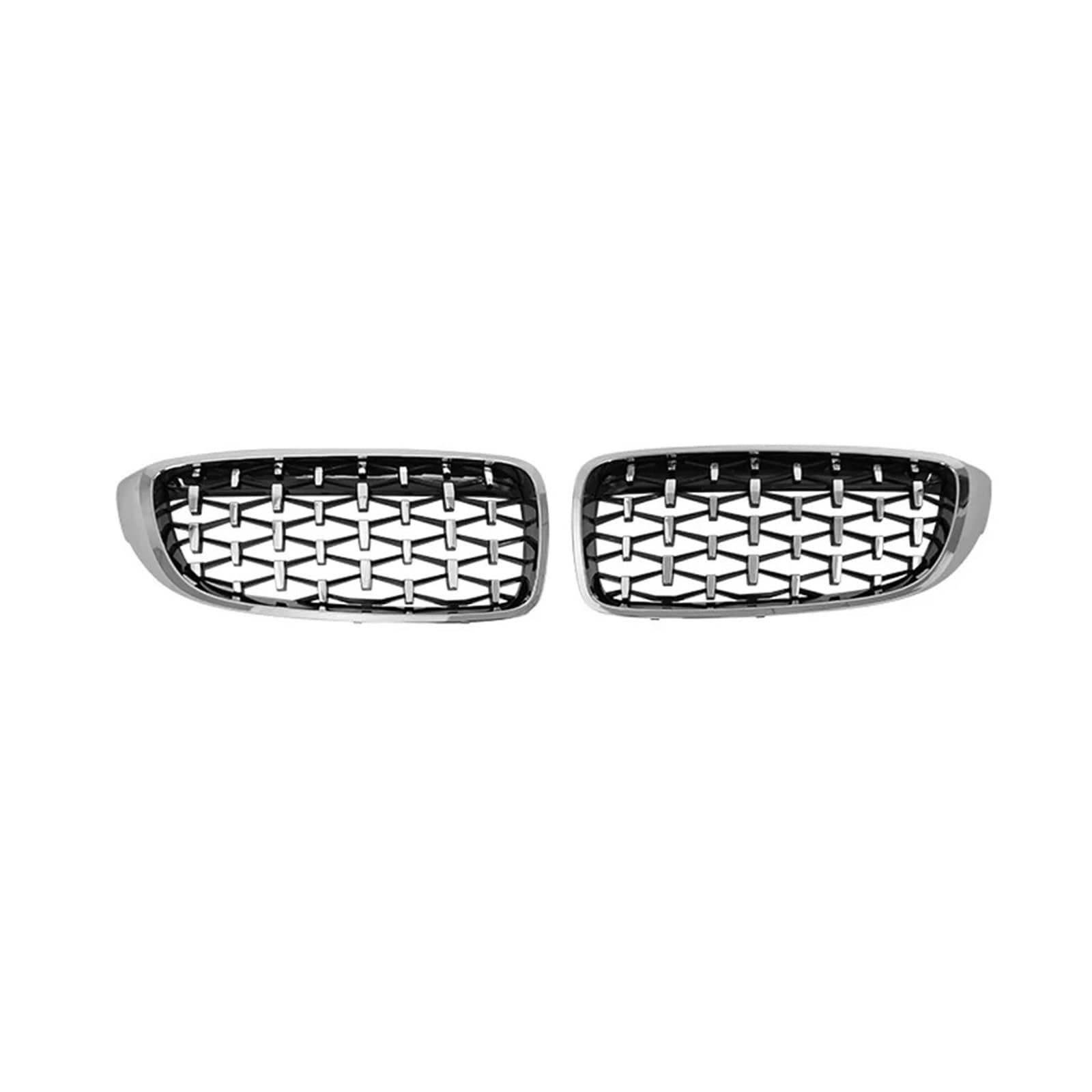 Kühlergrill Grill Für M4 Für M3 Für 4 Serie Racing Grill Für F32 Für F33 Für F36 Für F80 Für F82 Für F83 Frontschürze Diamant Form Styling Grill Kühlergrill Vorne(Silber) von BIISVM