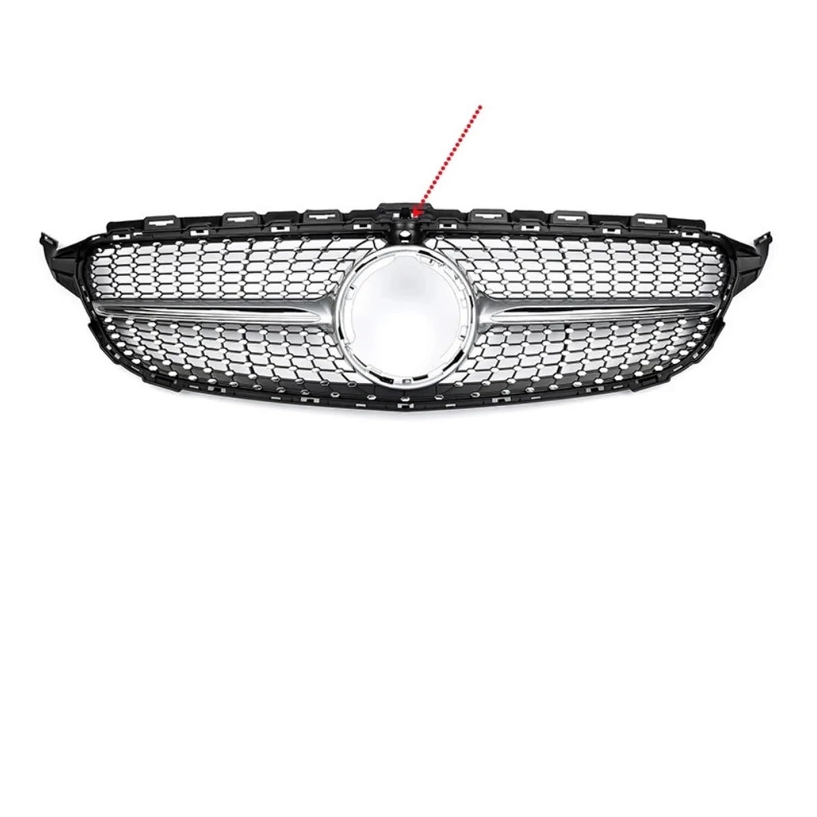 Kühlergrill Grill Für Mercedez Für Benz Für W205 2014 2015 2016 2017 2018 Für C180 Für C200 Für C250 Diamant Front Einlass Grille Kühler Grill Mittleren Mesh Grill Kühlergrill Vorne(Silver1) von BIISVM