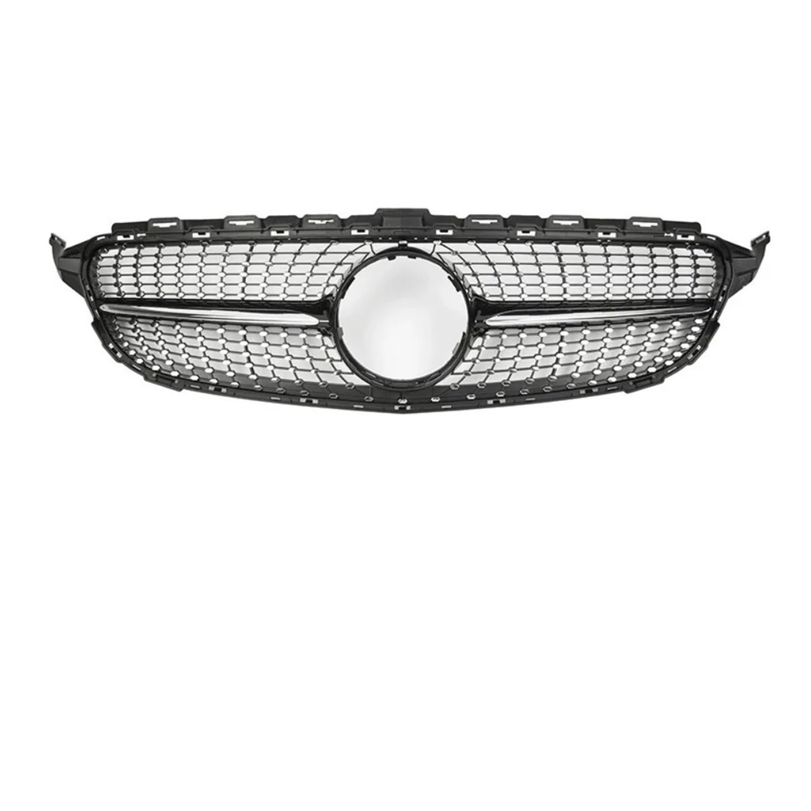 Kühlergrill Grill Für Mercedez Für Benz Für W205 2014-2018 Für C180 Für C200 Für C250 Diamant Grill Front Mesh Grille Auto Teil Grille Frontschürze Gril Grill Kühlergrill Vorne(Schwarz) von BIISVM