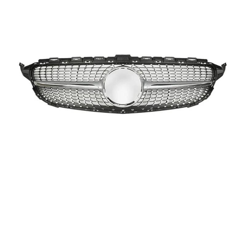 Kühlergrill Grill Für Mercedez Für Benz Für W205 2014-2018 Für C180 Für C200 Für C250 Diamant Grill Front Mesh Grille Auto Teil Grille Frontschürze Gril Grill Kühlergrill Vorne(Silber) von BIISVM