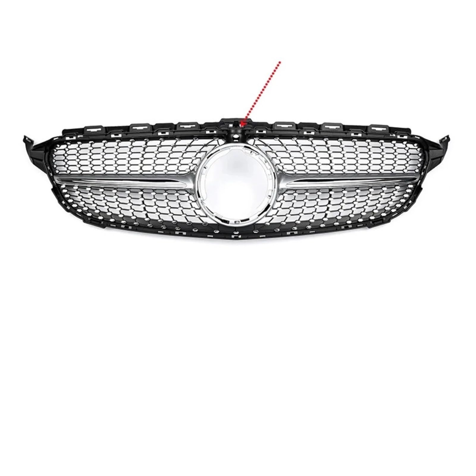 Kühlergrill Grill Für Mercedez Für Benz Für W205 2014-2018 Für C180 Für C200 Für C250 Diamant Grill Front Mesh Grille Auto Teil Grille Frontschürze Gril Grill Kühlergrill Vorne(with Camera Hole2) von BIISVM