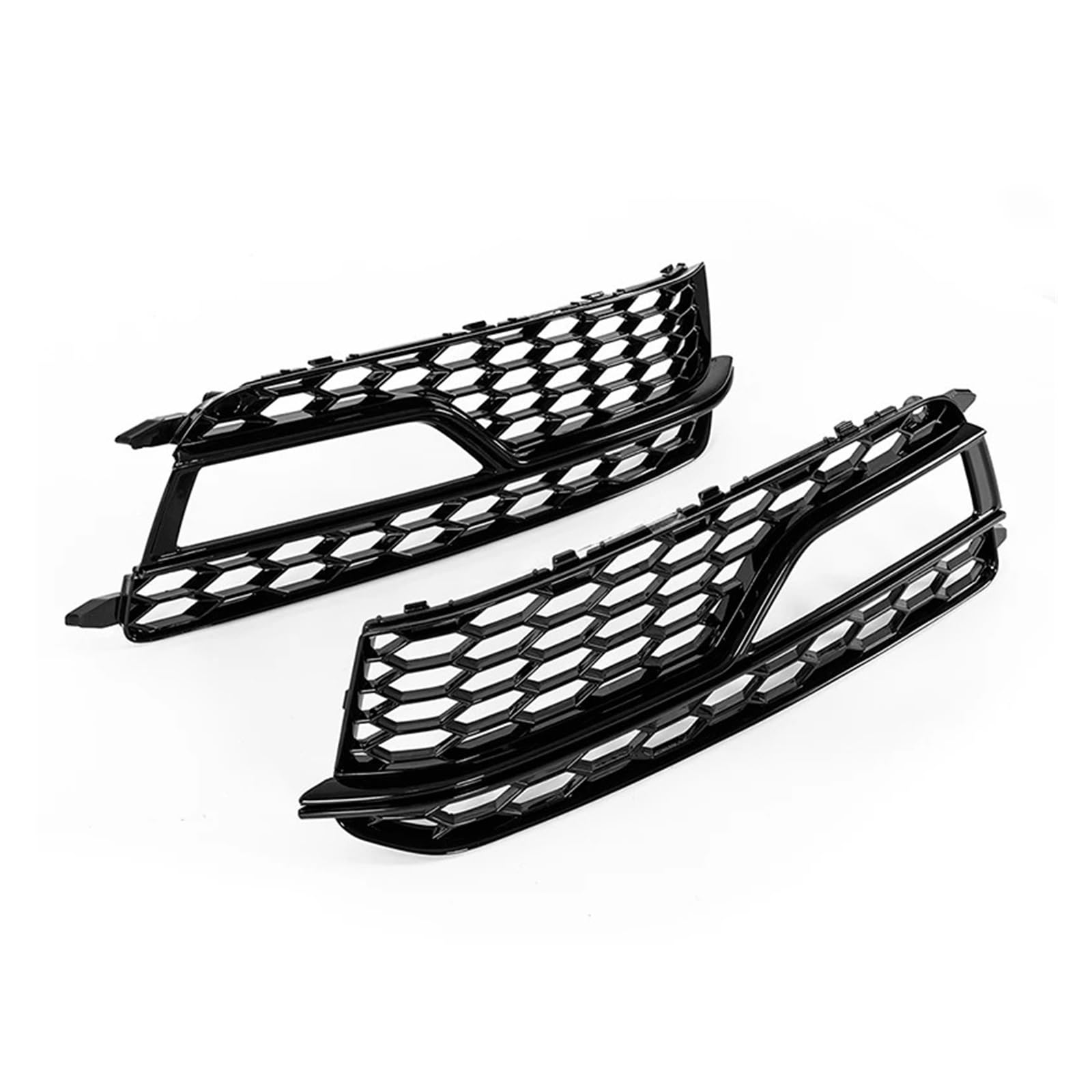 Kühlergrill Grill Nebelscheinwerferrahmen Grill Mesh Lünette Glänzend Schwarz Wabenloch Panel Nebelscheinwerfer Surround-Abdeckung Passend Für A5 Für S-Line Für S5 Grill Kühlergrill Vorne(Black Trim S von BIISVM