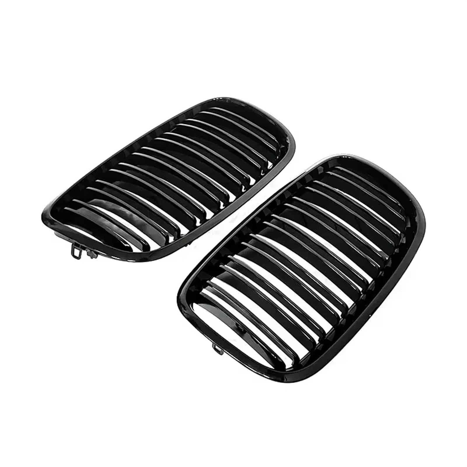 Sport Kühlergrill 1 Paar Frontgrills Für X5/X6 E70 E71 2008 2009 2010 2011 2012 2013 2014 Nierengrill Kohlefaser-Ersatz Frontstoßstangengitter Auto Kühlergrill(Double Line Black) von BIISVM