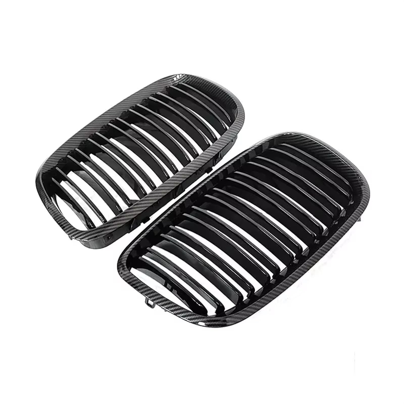 Sport Kühlergrill 1 Paar Frontgrills Für X5/X6 E70 E71 2008 2009 2010 2011 2012 2013 2014 Nierengrill Kohlefaser-Ersatz Frontstoßstangengitter Auto Kühlergrill(Double Line Carbon) von BIISVM