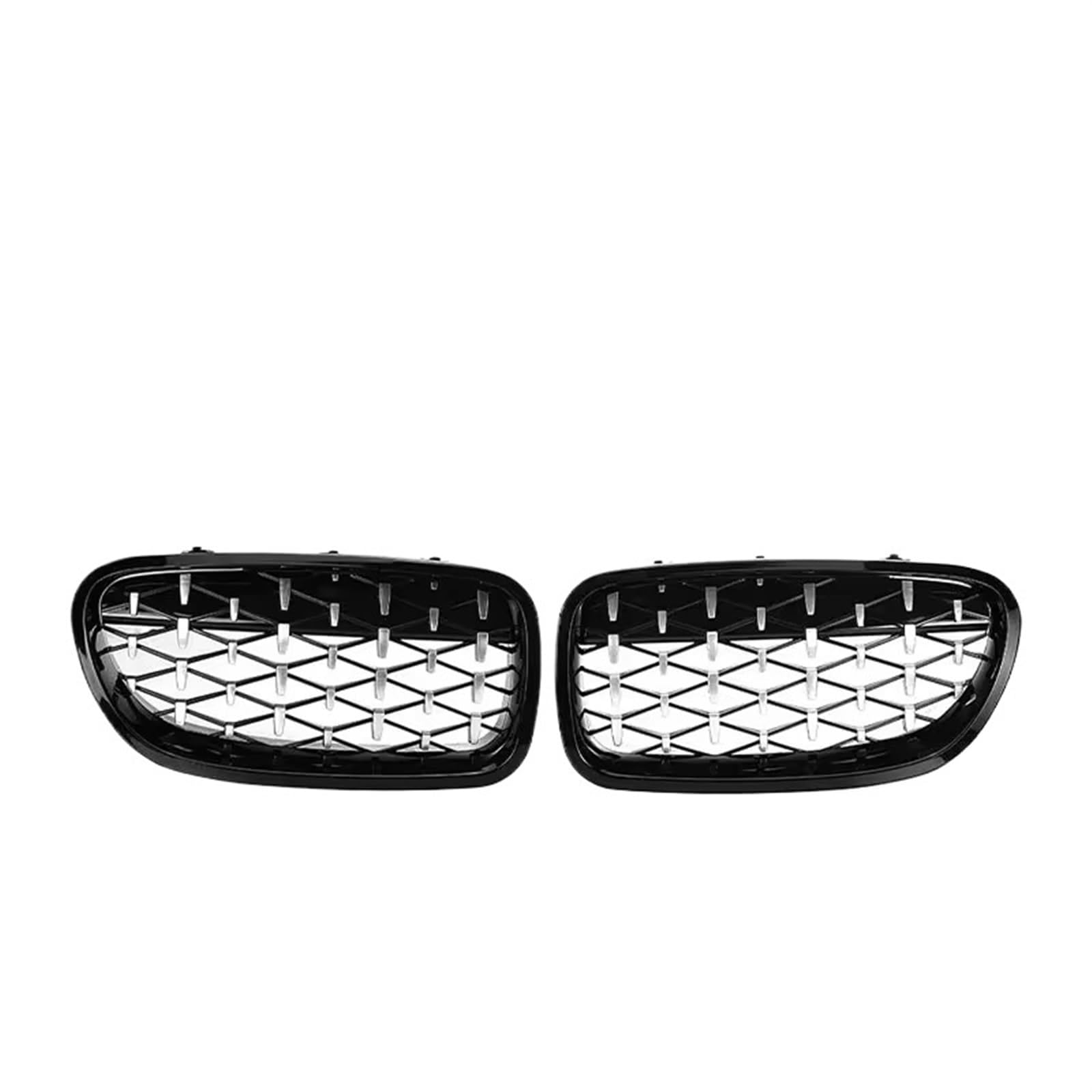 Sport Kühlergrill Diamant-Stil Auto-Frontgrill Für 5er F10 Grill F11 F18 2010 2011 2012 2013 2014 2015 2016 2017, Glänzend Schwarz, Renngrill, Autozubehör Auto Kühlergrill(Black and Silver) von BIISVM